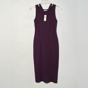 T.LA ANTHRO NWT Beach Granola City Cutout Ribbed Knit Purple Strappy Tank Midi S